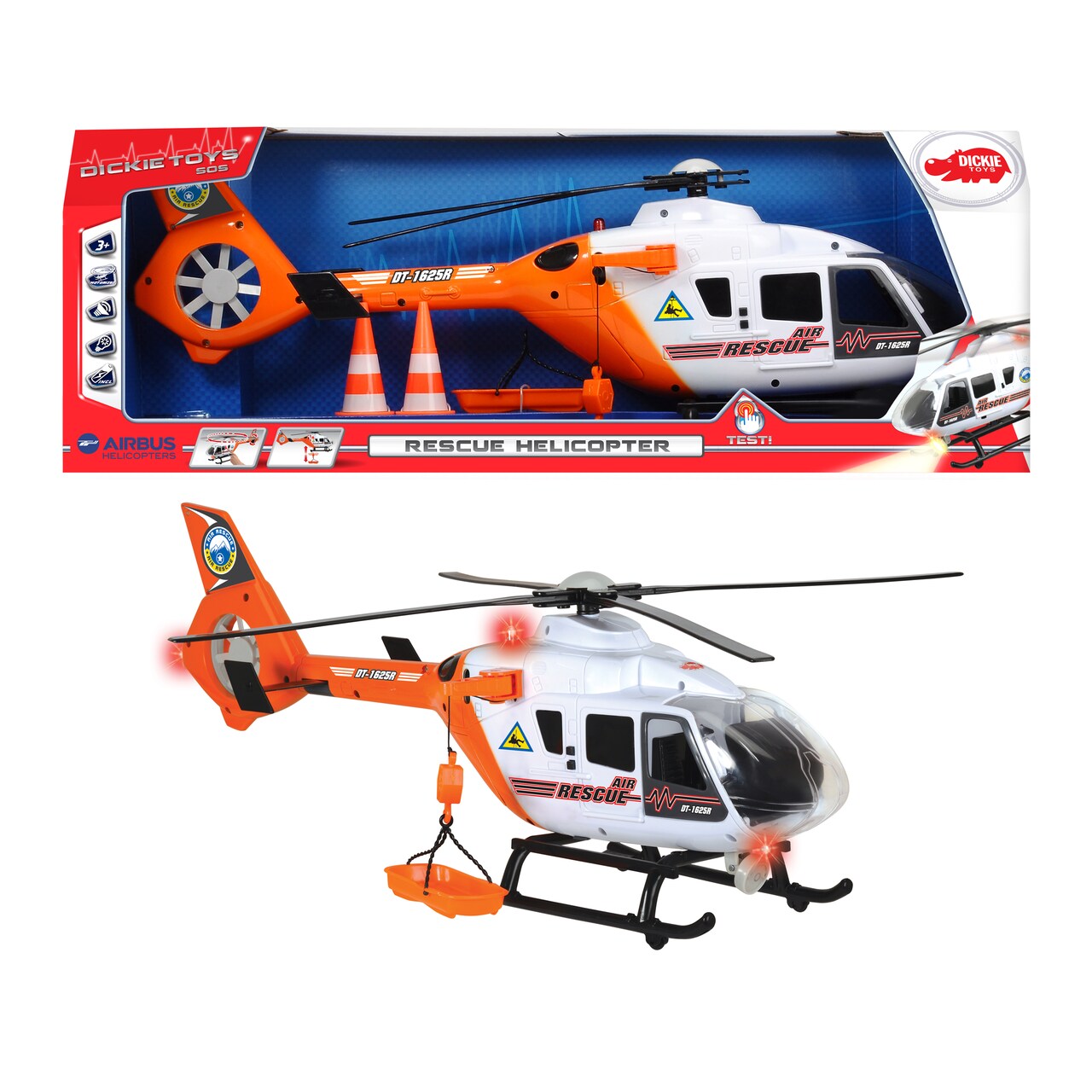 Dickie Toys - 25 Inch Light and Sound SOS Rescue Helicopter with Moving Rotor Blades